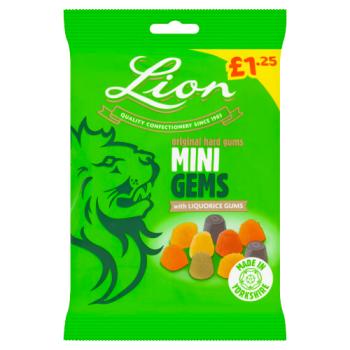 Lion Original Hard Gums Mini Gems with Liquorice Gums 130g
