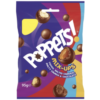 Poppets Mix-Ups Toffee, Salted Caramel, Malty Crunch & Chocolate 95g PM £1.35