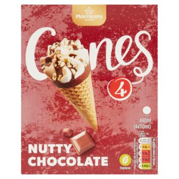 Morrisons Cones Nutty Chocolate 4 x 110ml (440ml)