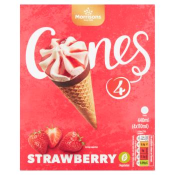 Morrisons Cones Strawberry 4 x 110ml (440ml)