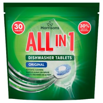 Morrisons All in 1 Dishwasher Tablets Original 30 Tablets 510g