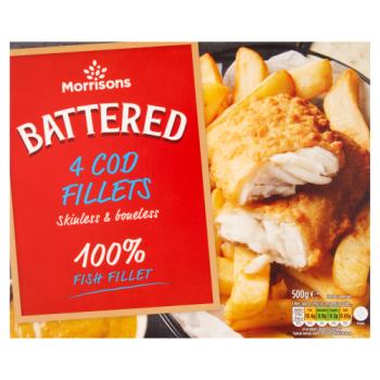 Morrisons 4 Battered Cod Fillets 500g