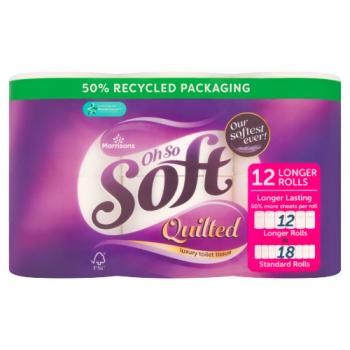 Morrisons Oh So Soft 12 Quilted Luxury Toilet Tissue Longer Rolls