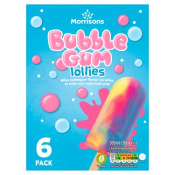 Morrisons 6 Bubble Gum Lollies 306g