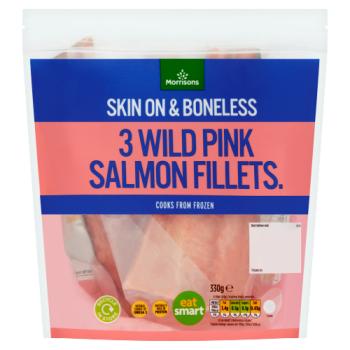 Morrisons 3 Skin on & Boneless Wild Pink Salmon Fillets 330g