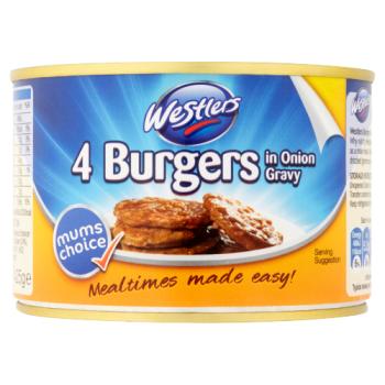 Westlers 4 Burgers in Onion Gravy 425g