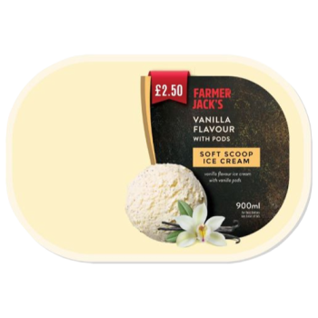 Farmer Jack's Vanilla Flavour with Pods Soft Scoop Ice Cream 900ml