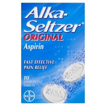 Alka-Seltzer Original Aspirin 324mg Pain Relief & Symptomatic Relief of Cold & Flu 10 Soluble Tablet