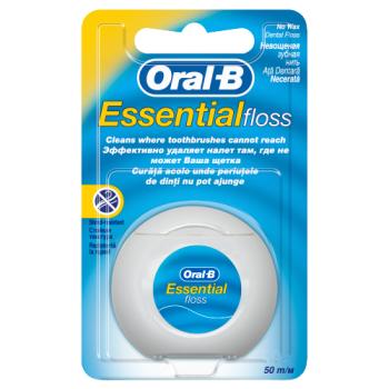 Oral-B Essential Floss - Removes Plaque  - Unwaxed Dental Floss for Tight Spaces - Unflavoured - 50m