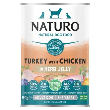 Naturo Natural Dog Food Turkey with Chicken in Herb Jelly Adult Dog 1-7 Years 390g
