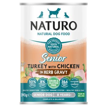 Naturo Natural Dog Food Turkey with Chicken in herb Gravy Senior Dog 8 Years+ 390g