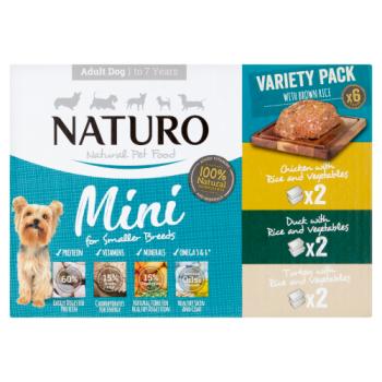 Naturo Natural Pet Food Variety Pack with Brown Rice Mini Adult Dog 1 to 7 Years 6 x 150g