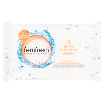 Femfresh Intimate Skin Care Biodegradable & Flushable 15 Feminine Intimate Wipes