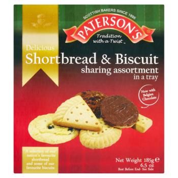 Paterson's Delicious Shortbread & Biscuit Sharing Assortment In A Tray 185g