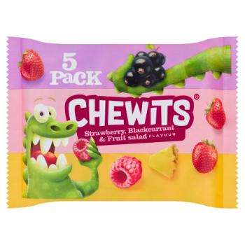 Chewits Strawberry, Blackcurrant & Fruit Salad Flavour Chewy Sweets 5 x 30g