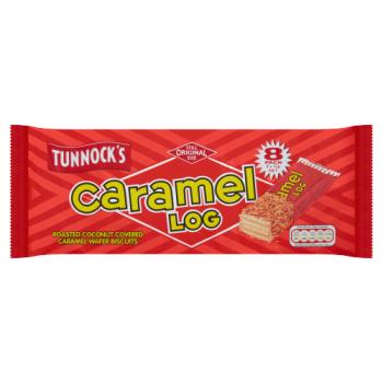 Tunnock's Caramel Log Roasted Coconut Covered Caramel Wafer Biscuits 8 x 32g