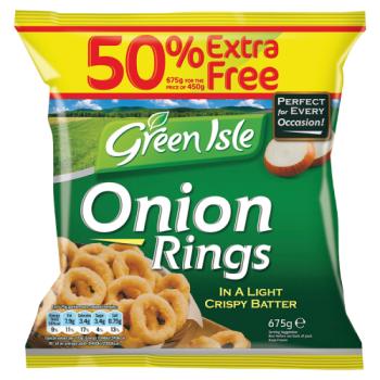 Green Isle Onion Rings in a Light Crispy Batter 675g