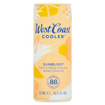 West Coast Cooler Sunburst Peach & Mango Flavoured Wine Cooler 250ml