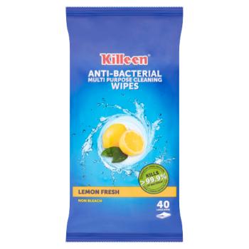 Killeen Anti-Bacterial Multi Purpose Cleaning Wipes Lemon Fresh 40 Large Wipes
