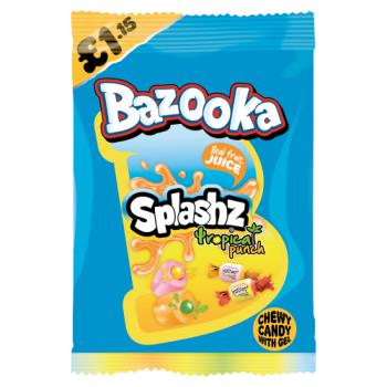 Bazooka Splashz Tropical Punch Chewy Candy with Gel 120g
