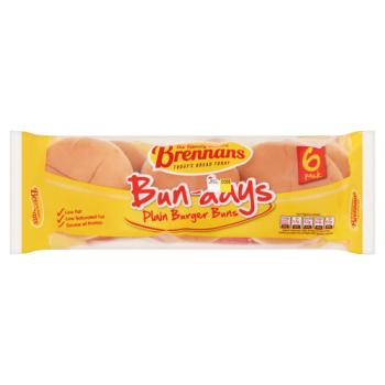 Brennans Bun-Days 6 Plain Burger Buns 300g