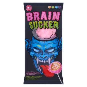 Zed Candy Brain Sucker Multi Layered Lollipop with Bubble Gum Centre & Sour Powder 58g