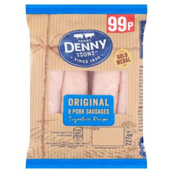 Henry Denny & Sons Gold Medal 8 Original Pork Sausages 227g