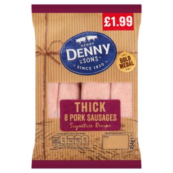 Henry Denny & Sons Gold Medal 8 Thick Pork Sausages 454g