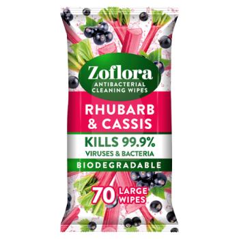 Zoflora Antibacterial Multi-Surface Cleaning Wipes Rhubarb & Cassis 70 Large Wipes