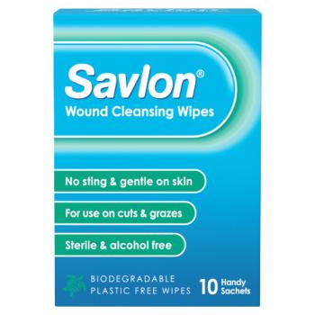 Savlon 10 Wound Cleansing Wipes Handy Sachets