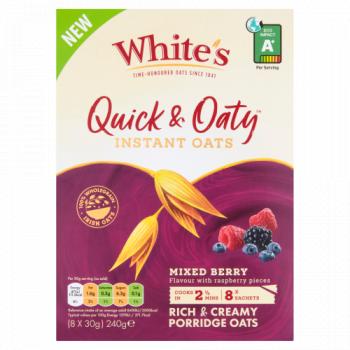 White's Quick & Oaty Instant Oats Mixed Berry Flavour with Raspberry Pieces 8 x 30g (240g)