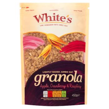 White's Lightly Baked Jumbo Oat Granola Apple, Cranberry & Raspberry 450g
