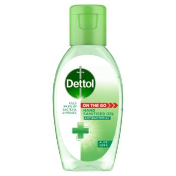 Dettol On the Go Antibacterial Hand Sanitiser Gel Aloe Vera 50ml