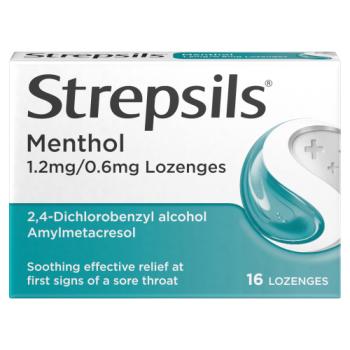 Strepsils Menthol Lozenges x16, for Sore Throat