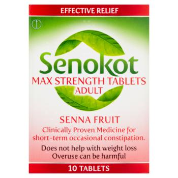 Senokot Max Strength Tablets Adult Senna Fruit 10 Tablets