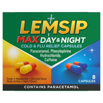 Lemsip Max Day & Night Cold & Flu Relief Capsules 8 Capsules