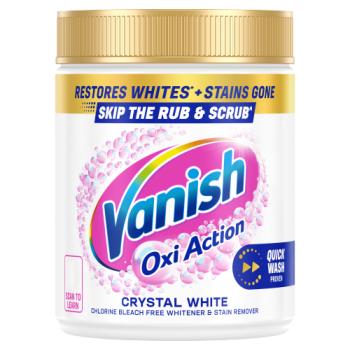 Vanish Oxi Action Crystal White Chlorine Bleach Free Whitener & Stain Remover 450g