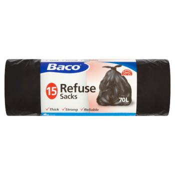 Baco 15 Drawtight Refuse Sacks 70L Tie Top Closure
