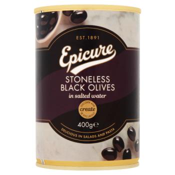 Epicure Stoneless Black Olives in Salted Water 400g