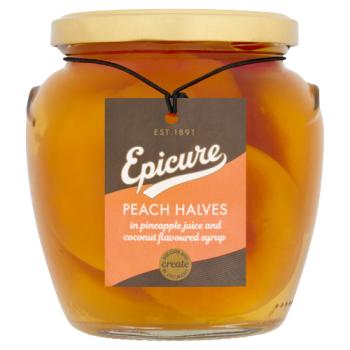Epicure Peach Halves with Pineapple Juice and Coconut Flavouring in Syrup 550g