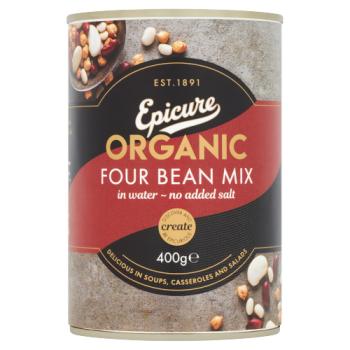 Epicure Organic Four Bean Mix in Water 400g