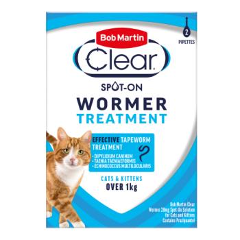 Bob Martin Wormer Spot-On Solution for Cats & Kittens Praziquantel 20mg 2 x 0.5ml