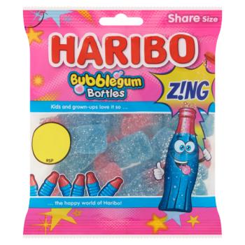 HARIBO Bubblegum Bottles Zing Jelly & Fizzy Sweets Sharing Bag 160g