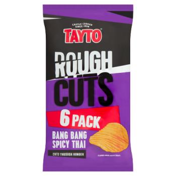Tayto Rough Cuts Bang Bang Spicy Thai Flavour Ridged Potato Crisps 6 x 25g