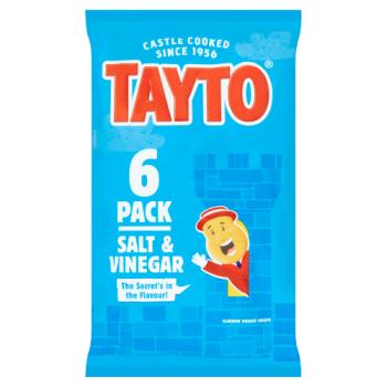 Tayto Salt & Vinegar Flavour Potato Crisps 6 x 25g