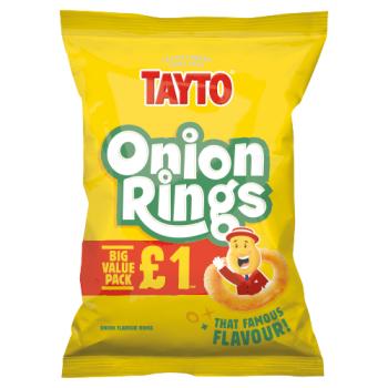 Tayto Onion Rings Onion Flavour Rings Big Value Pack 26g