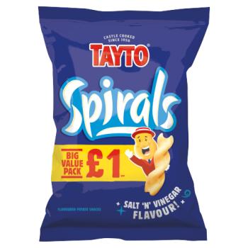 Tayto Spirals Salt 'N' Vinegar Flavour Potato Snacks Big Value Pack 45g