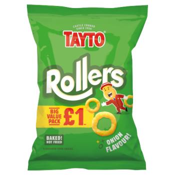 Tayto Rollers Onion Flavour! Flavoured Corn Snacks Big Value Pack 45g