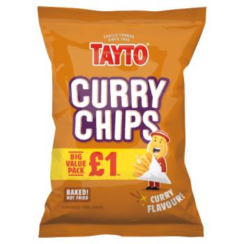 Tayto Curry Chips Curry Flavour! Flavoured Corn Snacks Big Value Pack 55g