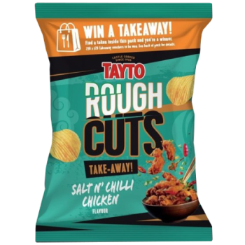 Tayto Rough Cuts Salt N' Chilli Chicken Flavour Ridged Potato Crisps 95g 